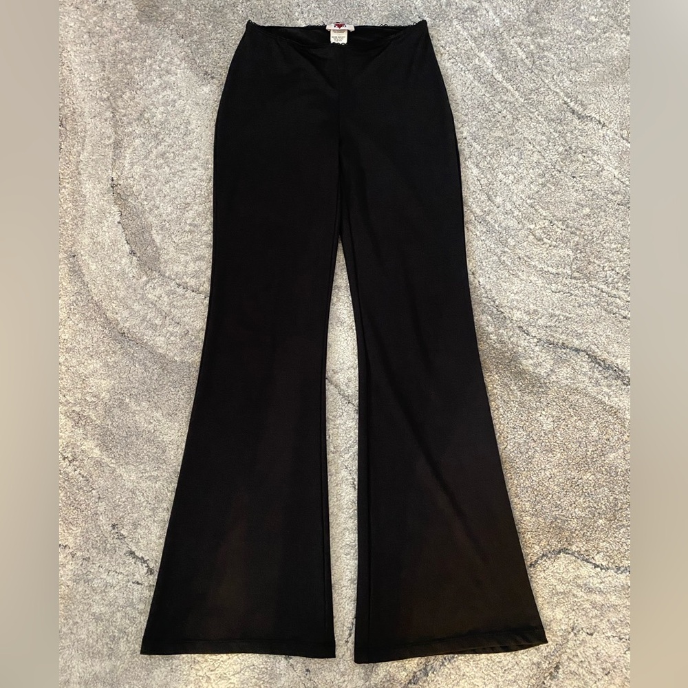 Venus 90’s Y2K Black Flare Low Rise Pants with Lace Detail 🖤🔥 Size L